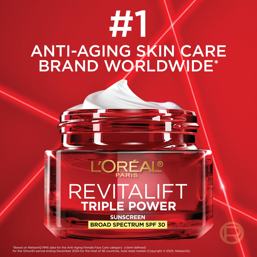L'Oreal Paris Revitalift Triple Power Anti-Aging Face Moisturizer, Pro Retinol, Hyaluronic Acid & Vitamin C to Reduce Wrinkles, Firm & Brighten Skin, 2.55 Oz-L'Oreal Paris Revitalift Triple Power Anti-Aging Face Moisturizer, Pro Retinol, Hyaluronic Acid & Vitamin C to Reduce Wrinkles, Firm & Brighten Skin, 2.55 Oz