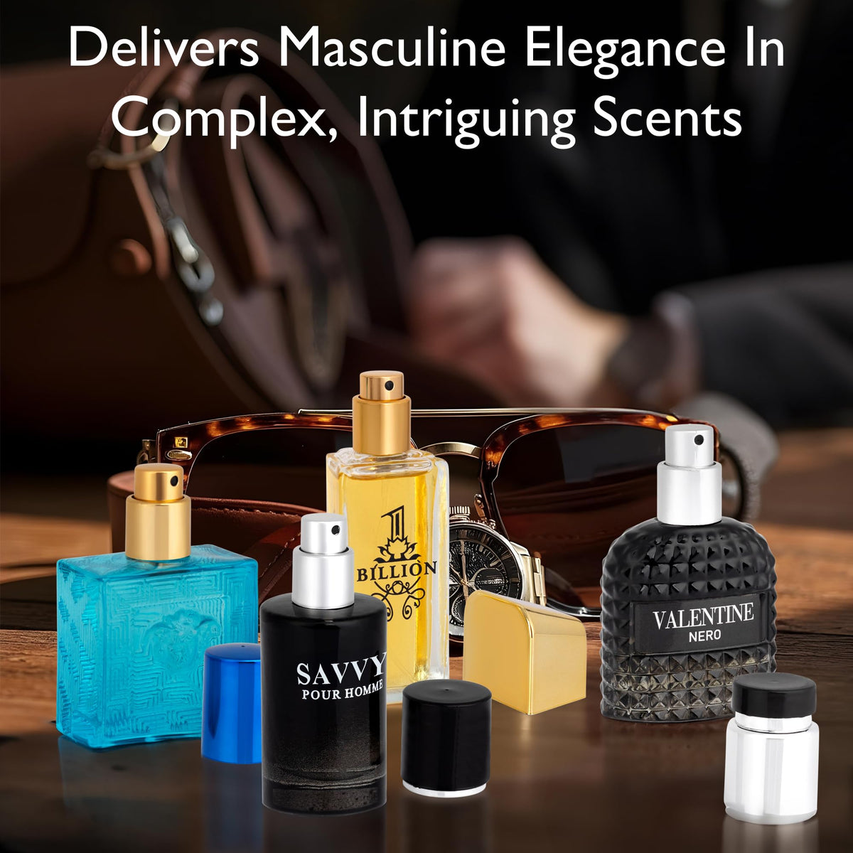 Signature Scent 4-Piece Mini Fragrance Set for Men Includes Savvy/1 Billion/Verse/Valentine Collection of Woody, Spicy, Citrus & Aromatic Fragrance Non-Irritating Ingredient Each One in 30ml Bottle-Signature Scent 4-Piece Mini Fragrance Set for Men Includes Savvy/1 Billion/Verse/Valentine Collection of Woody, Spicy, Citrus & Aromatic Fragrance Non-Irritating Ingredient Each One in 30ml Bottle