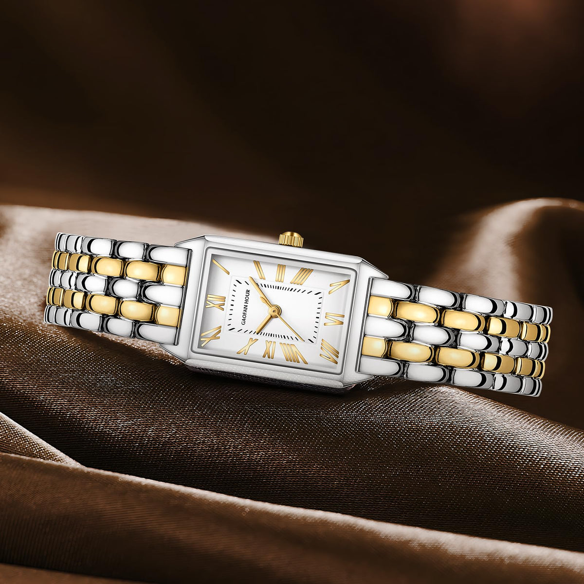 Gold Watches for Women with Vintage Rectangular Case,White Roman Dial,Stainless Steel Band,Adjustment Tool Included,Water Resistant-Gold Watches for Women with Vintage Rectangular Case,White Roman Dial,Stainless Steel Band,Adjustment Tool Included,Water Resistant