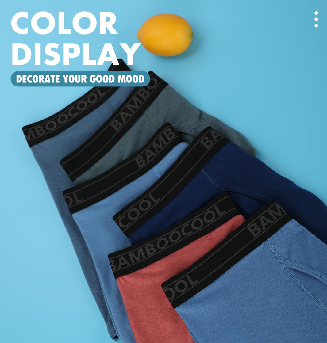 BAMBOO COOL Ultra Soft Mens Underwear Boxer Briefs Multi-pack | Bamboo Fabric‌,No Ride Up,More Breathable Than Cotton-BAMBOO COOL Ultra Soft Mens Underwear Boxer Briefs Multi-pack | Bamboo Fabric‌,No Ride Up,More Breathable Than Cotton