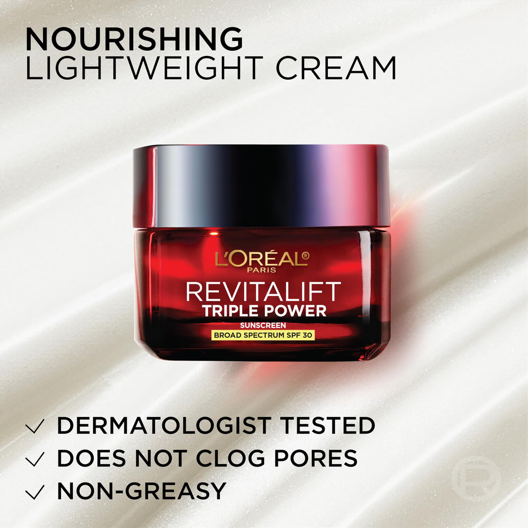 L'Oreal Paris Revitalift Triple Power Anti-Aging Face Moisturizer, Pro Retinol, Hyaluronic Acid & Vitamin C to Reduce Wrinkles, Firm & Brighten Skin, 2.55 Oz-L'Oreal Paris Revitalift Triple Power Anti-Aging Face Moisturizer, Pro Retinol, Hyaluronic Acid & Vitamin C to Reduce Wrinkles, Firm & Brighten Skin, 2.55 Oz