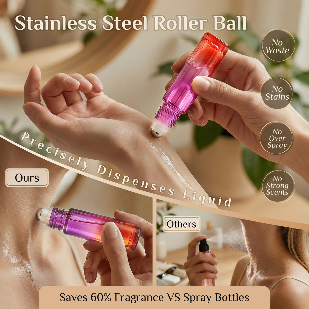 PrettyCare 4 Pack Amber Glass Oil Roller Bottles for Essential Oils 10ml, Roll On Bottles with Stainless Steel Roller Ball Leak-Proof Perfume Travel Refillable Bottle Empty, Beauty & Personal Care-PrettyCare 4 Pack Amber Glass Oil Roller Bottles for Essential Oils 10ml, Roll On Bottles with Stainless Steel Roller Ball Leak-Proof Perfume Travel Refillable Bottle Empty, Beauty & Personal Care