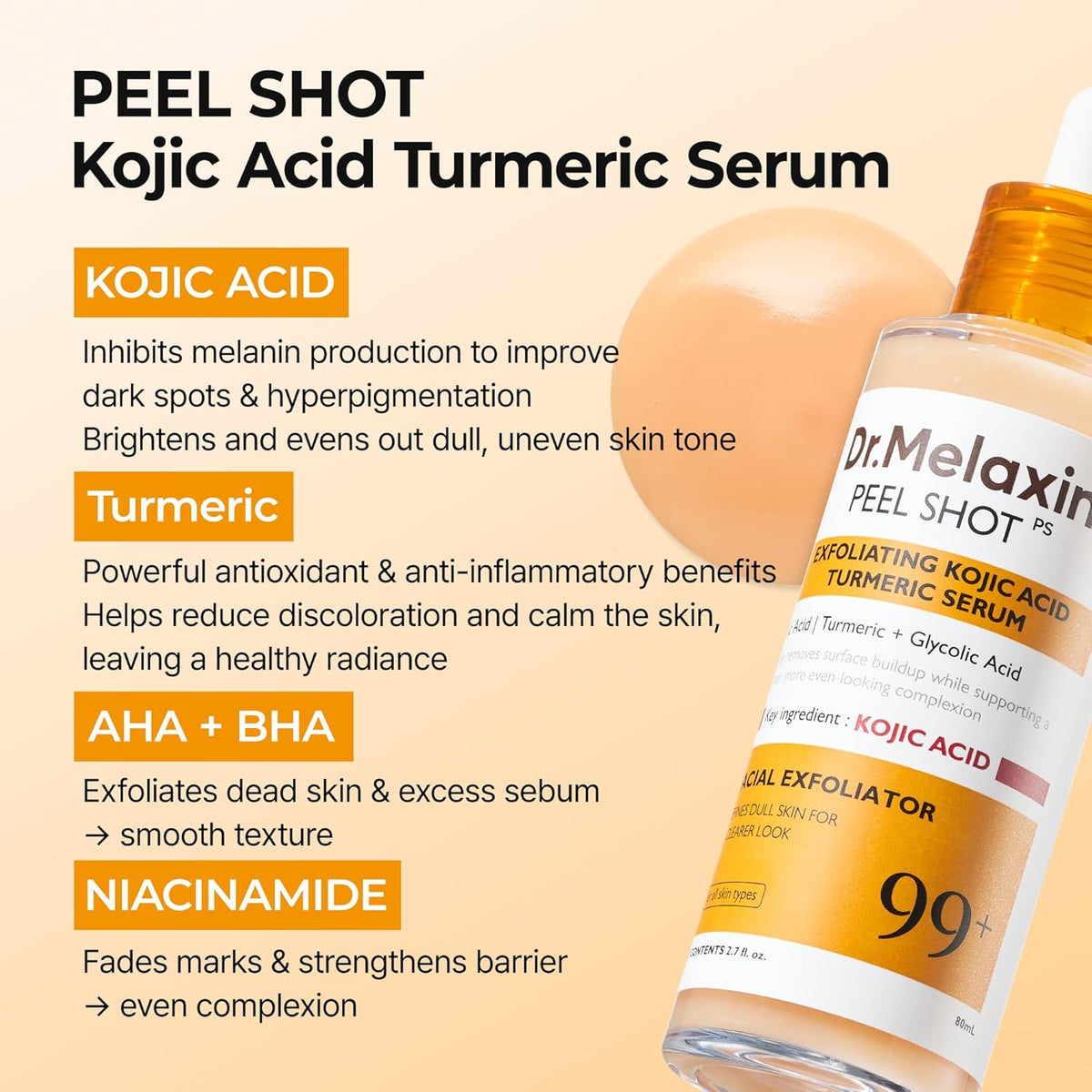Dr. Melaxin Peel Shot Exfoliating Kojic Acid Turmeric Serum-Dr. Melaxin Peel Shot Exfoliating Kojic Acid Turmeric Serum