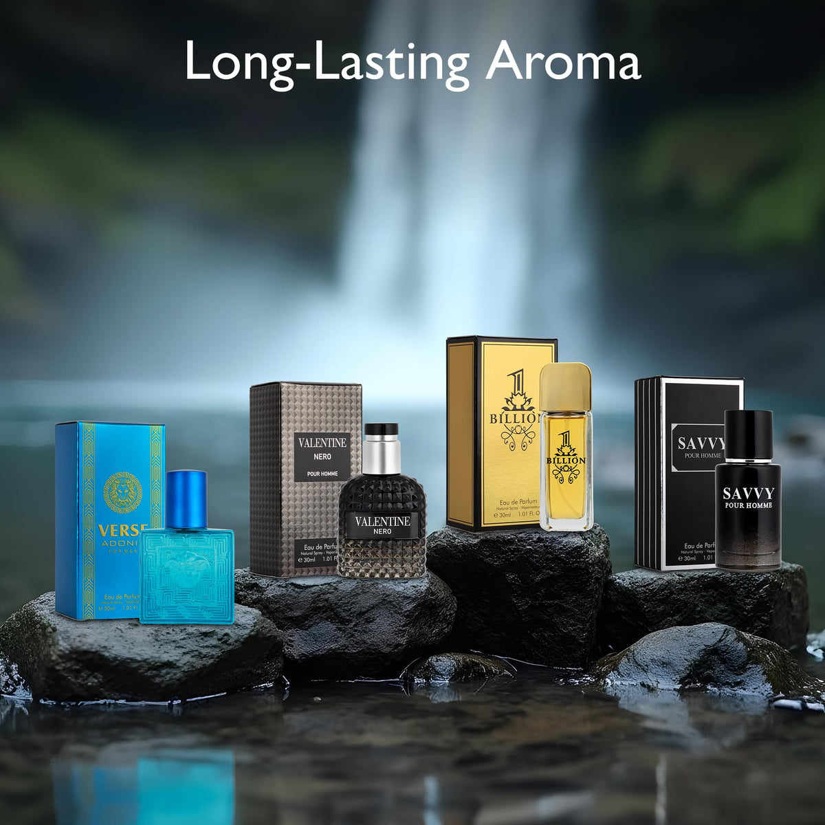 Signature Scent 4-Piece Mini Fragrance Set for Men Includes Savvy/1 Billion/Verse/Valentine Collection of Woody, Spicy, Citrus & Aromatic Fragrance Non-Irritating Ingredient Each One in 30ml Bottle-Signature Scent 4-Piece Mini Fragrance Set for Men Includes Savvy/1 Billion/Verse/Valentine Collection of Woody, Spicy, Citrus & Aromatic Fragrance Non-Irritating Ingredient Each One in 30ml Bottle