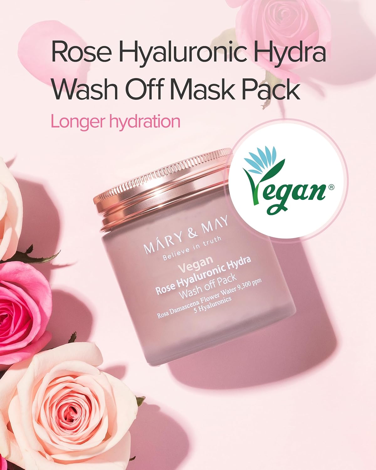 Mary & May Vegan Rose Hyaluronic Hydra Wash Off Pack-Mary & May Vegan Rose Hyaluronic Hydra Wash Off Pack