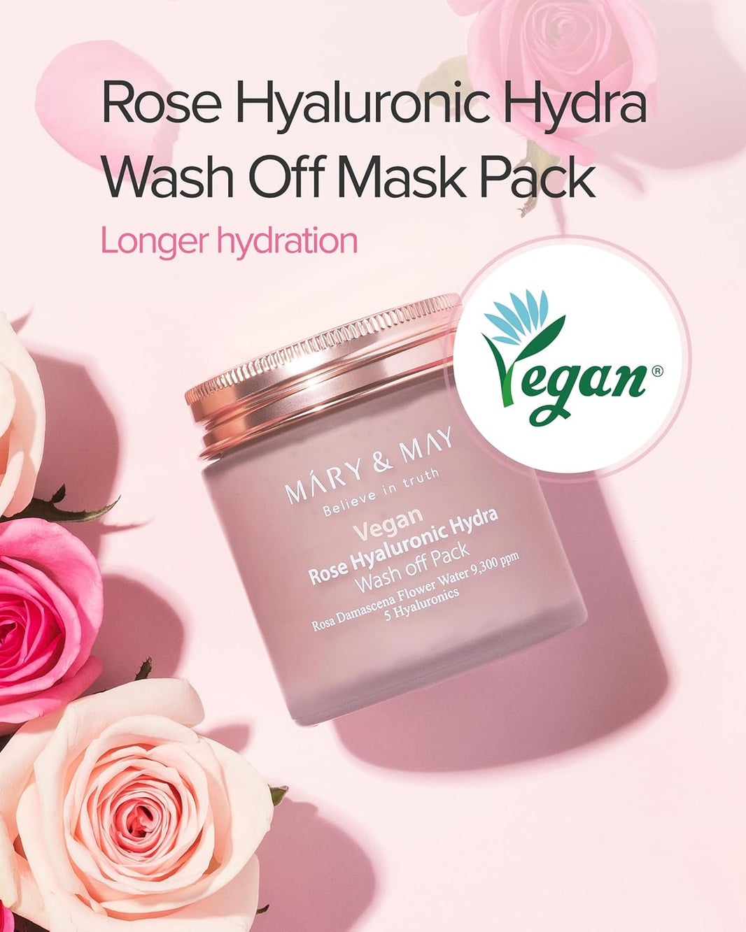 Mary & May Vegan Rose Hyaluronic Hydra Wash Off Pack-Mary & May Vegan Rose Hyaluronic Hydra Wash Off Pack