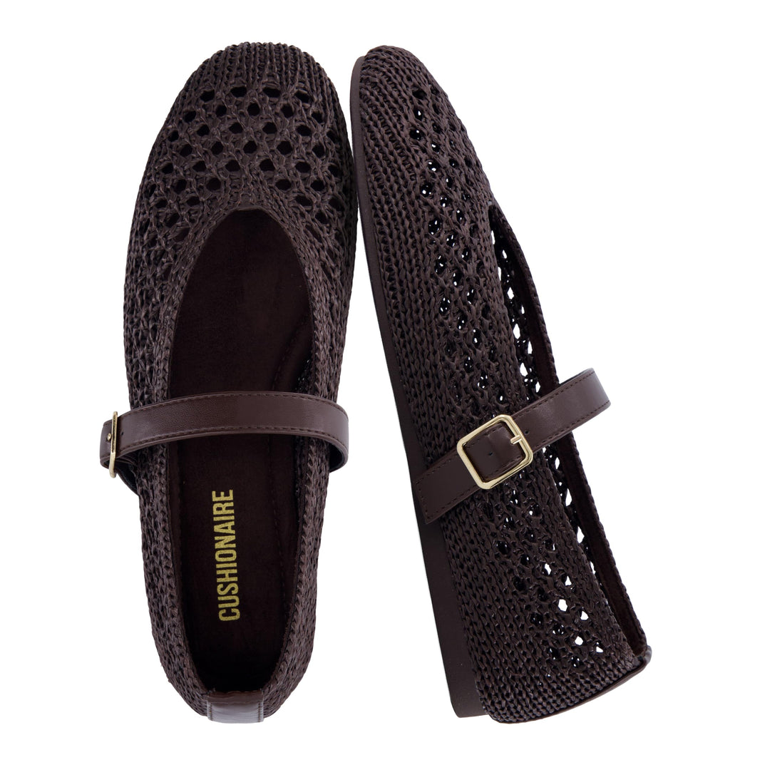 CUSHIONAIRE Graff Mary Jane Shoes for Women, Woven Ballet Flats with Adjustable Buckle Strap, Lightweight Slip On Shoes-CUSHIONAIRE Graff Mary Jane Shoes for Women, Woven Ballet Flats with Adjustable Buckle Strap, Lightweight Slip On Shoes