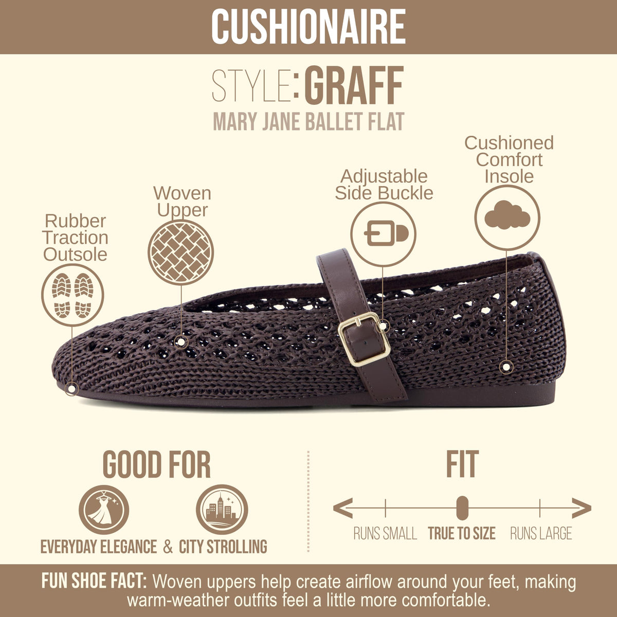 CUSHIONAIRE Graff Mary Jane Shoes for Women, Woven Ballet Flats with Adjustable Buckle Strap, Lightweight Slip On Shoes-CUSHIONAIRE Graff Mary Jane Shoes for Women, Woven Ballet Flats with Adjustable Buckle Strap, Lightweight Slip On Shoes