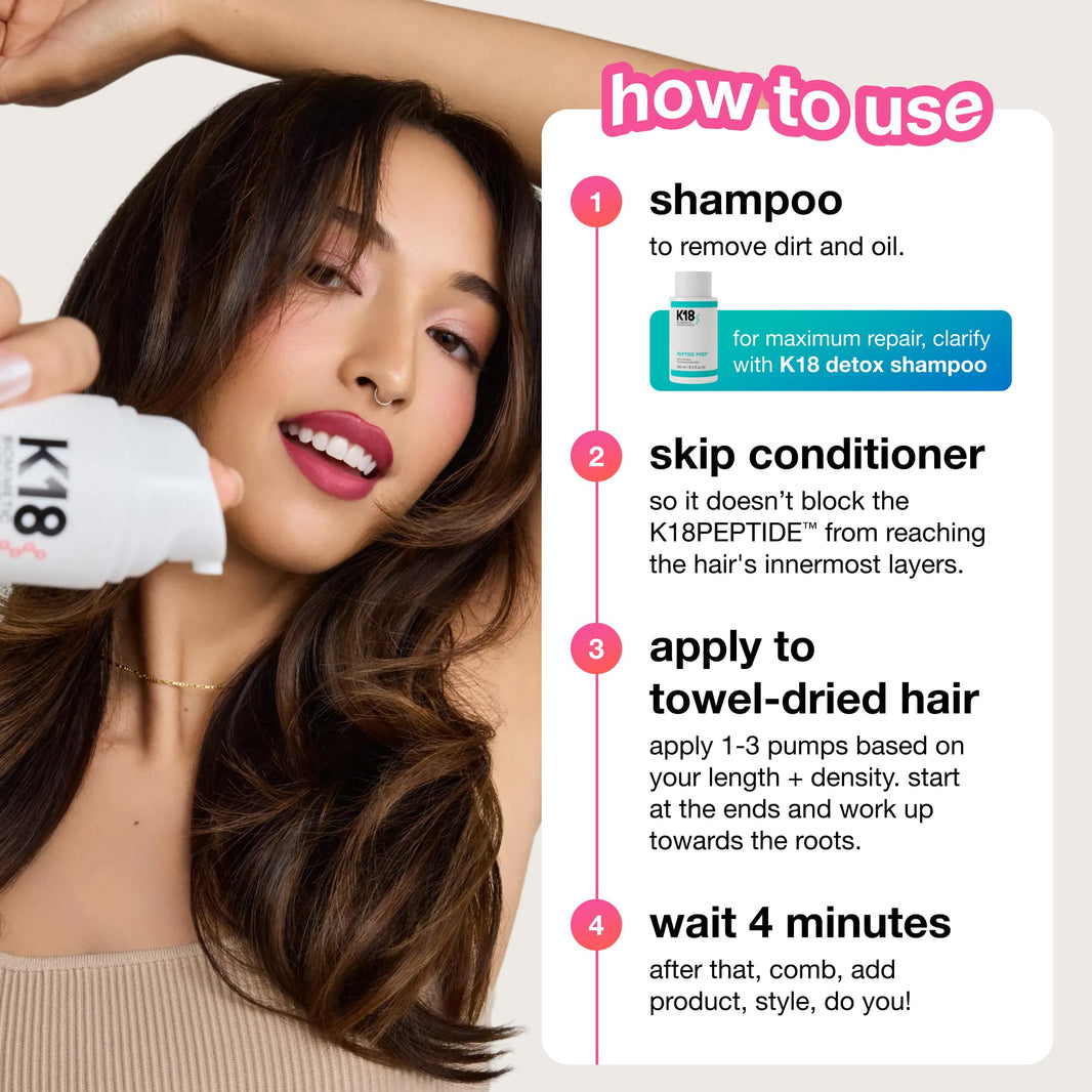 K18 Leave-In Molecular Repair Hair Mask, Patented, Lasting Repair For Dry, Frizzy, Damaged Hair, Reverse Damage In 4 Minutes From Bleach, Color, Chemical Services + Heat-K18 Leave-In Molecular Repair Hair Mask, Patented, Lasting Repair For Dry, Frizzy, Damaged Hair, Reverse Damage In 4 Minutes From Bleach, Color, Chemical Services + Heat
