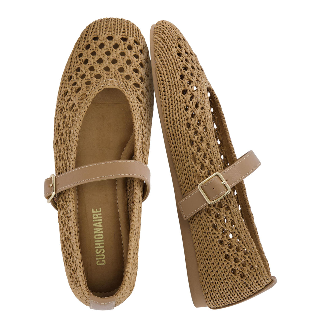 CUSHIONAIRE Graff Mary Jane Shoes for Women, Woven Ballet Flats with Adjustable Buckle Strap, Lightweight Slip On Shoes-CUSHIONAIRE Graff Mary Jane Shoes for Women, Woven Ballet Flats with Adjustable Buckle Strap, Lightweight Slip On Shoes