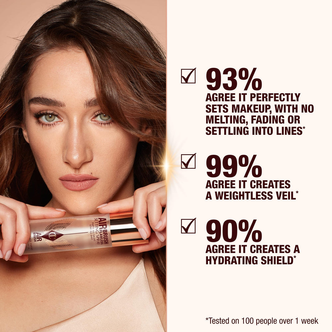 Charlotte Tilbury Airbrush Flawless Setting Spray - Ultra-Fine Hydrating Mist to Prime & Set Makeup Up to 16Hr – Soothes and Blurs Skin, Waterproof, Wedding Makeup-Charlotte Tilbury Airbrush Flawless Setting Spray - Ultra-Fine Hydrating Mist to Prime & Set Makeup Up to 16Hr – Soothes and Blurs Skin, Waterproof, Wedding Makeup