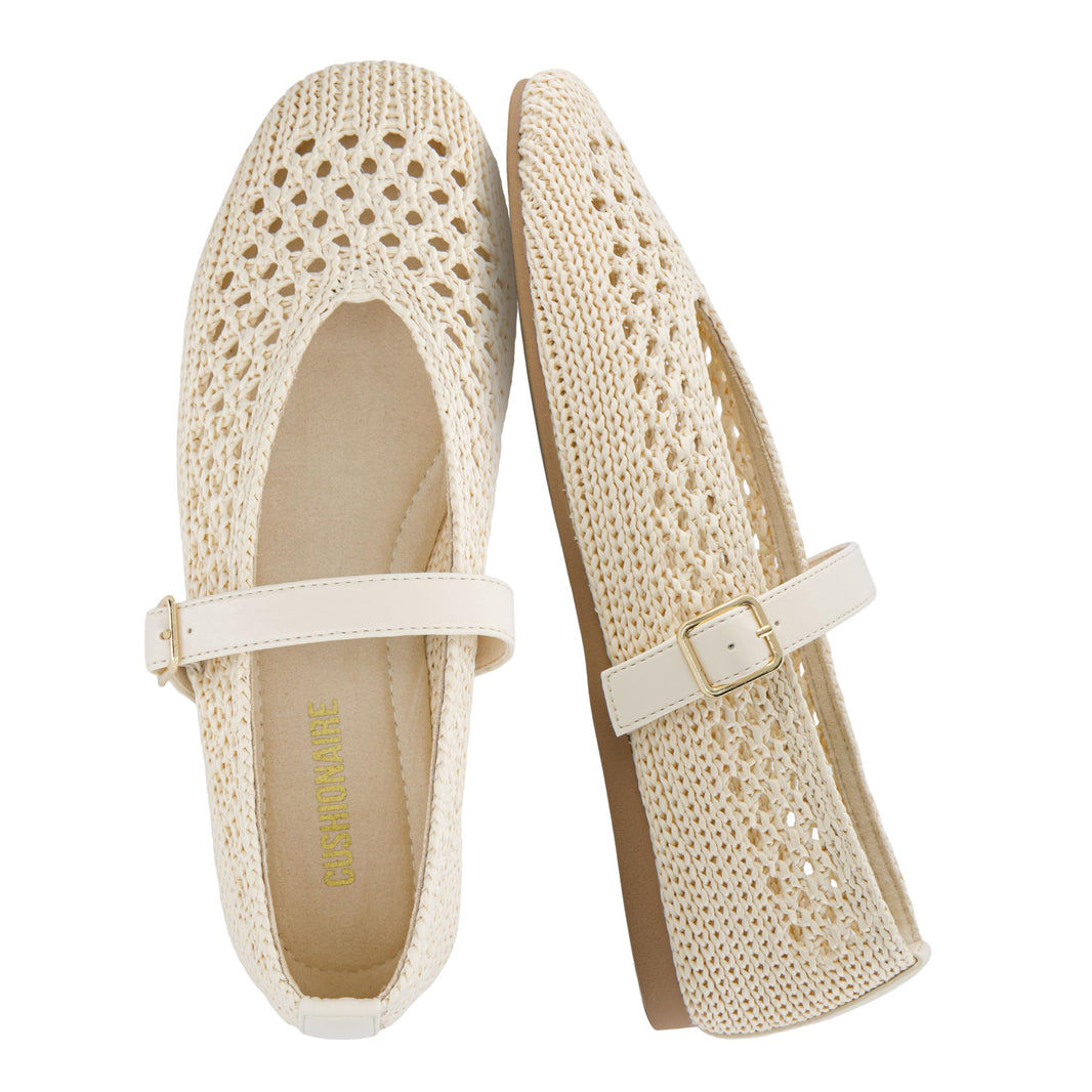 CUSHIONAIRE Graff Mary Jane Shoes for Women, Woven Ballet Flats with Adjustable Buckle Strap, Lightweight Slip On Shoes-CUSHIONAIRE Graff Mary Jane Shoes for Women, Woven Ballet Flats with Adjustable Buckle Strap, Lightweight Slip On Shoes