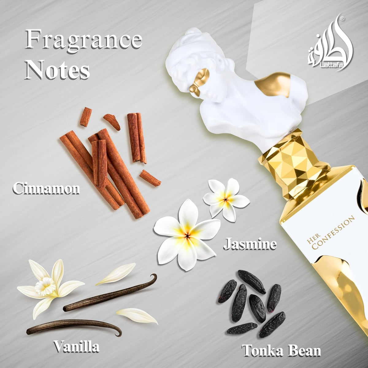 Lattafa Her Confession - Vanilla, Floral, Amber, Musk - Eau de Parfum Long-Lasting Fragrance for Women, 3.40 Ounce / 100 ml-Lattafa Her Confession - Vanilla, Floral, Amber, Musk - Eau de Parfum Long-Lasting Fragrance for Women, 3.40 Ounce / 100 ml