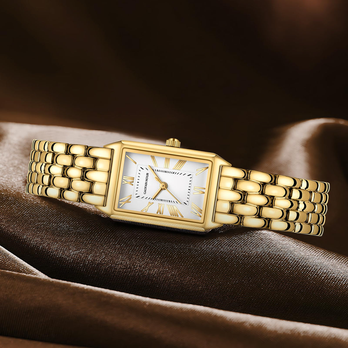 Gold Watches for Women with Vintage Rectangular Case,White Roman Dial,Stainless Steel Band,Adjustment Tool Included,Water Resistant-Gold Watches for Women with Vintage Rectangular Case,White Roman Dial,Stainless Steel Band,Adjustment Tool Included,Water Resistant