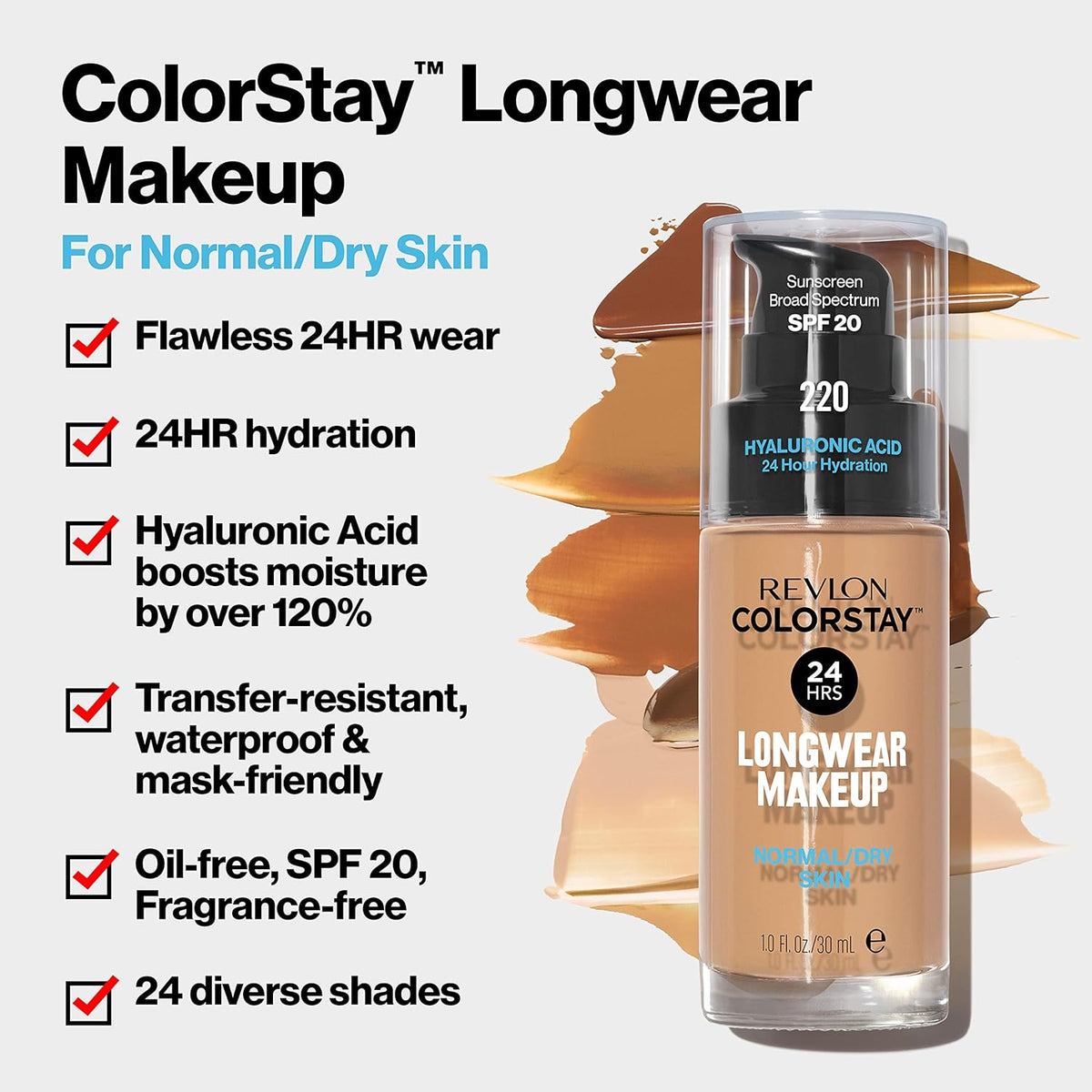 Revlon Liquid Foundation, ColorStay Face Makeup for Normal & Dry Skin, SPF 20, Longwear Medium-Full Coverage with Natural Finish, 240 Medium Beige, 1 Fl Oz-Revlon Liquid Foundation, ColorStay Face Makeup for Normal & Dry Skin, SPF 20, Longwear Medium-Full Coverage with Natural Finish, 240 Medium Beige, 1 Fl Oz