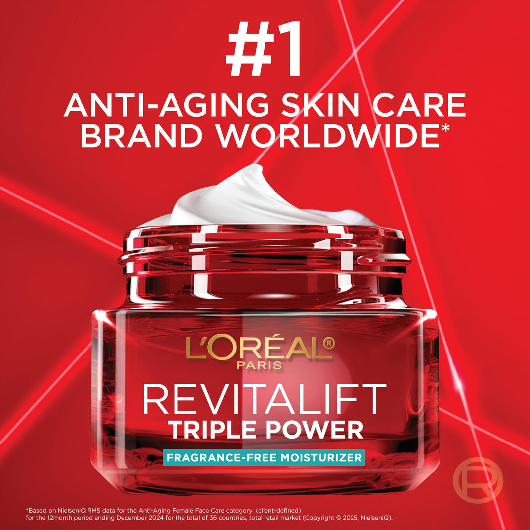 L'Oreal Paris Revitalift Triple Power Anti-Aging Face Moisturizer, Pro Retinol, Hyaluronic Acid & Vitamin C to Reduce Wrinkles, Firm & Brighten Skin, 2.55 Oz-L'Oreal Paris Revitalift Triple Power Anti-Aging Face Moisturizer, Pro Retinol, Hyaluronic Acid & Vitamin C to Reduce Wrinkles, Firm & Brighten Skin, 2.55 Oz