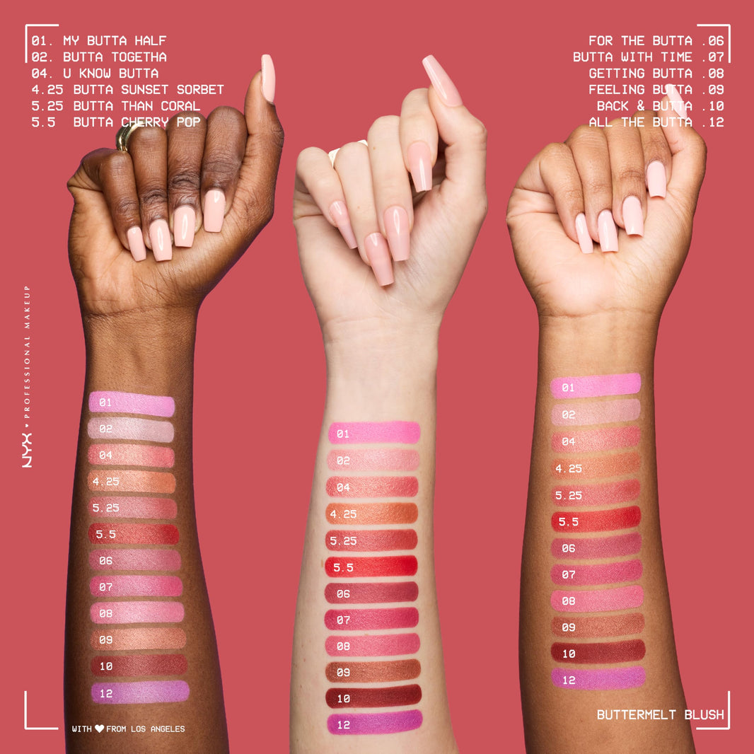 NYX PROFESSIONAL MAKEUP Buttermelt Powder Blush, Fade and Transfer-Resistant Blush, Up to 12HR Make Up Wear, Vegan Formula - For The Butta-NYX PROFESSIONAL MAKEUP Buttermelt Powder Blush, Fade and Transfer-Resistant Blush, Up to 12HR Make Up Wear, Vegan Formula - For The Butta