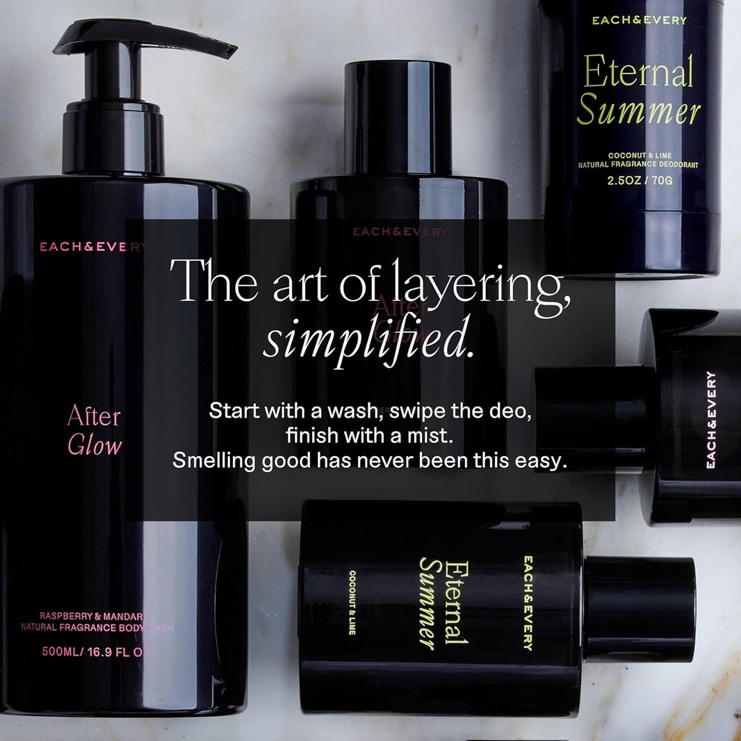 Each & Every Mini Body Wash Travel Set - 4 Natural Fragrance Shower Gels - Ceramides, Lactic Acid AHA & Moringa Oil - Day Dream, After Glow, Sunday Morning & Eternal Summer-Each & Every Mini Body Wash Travel Set - 4 Natural Fragrance Shower Gels - Ceramides, Lactic Acid AHA & Moringa Oil - Day Dream, After Glow, Sunday Morning & Eternal Summer