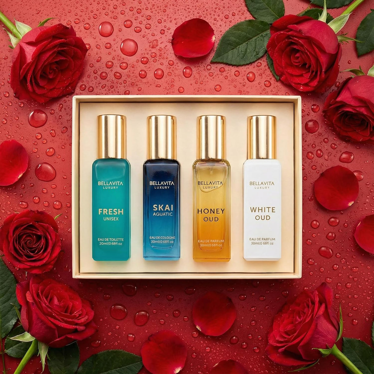 Bellavita Luxury Unisex Perfume Gift Set with Honey & White Oud, Skai, & Fresh | 80ml | Perfume for Men and Women | Honey, Artemisia Lemon, Bergamot, & Sweet Almond Notes | Gift for Father's Day-Bellavita Luxury Unisex Perfume Gift Set with Honey & White Oud, Skai, & Fresh | 80ml | Perfume for Men and Women | Honey, Artemisia Lemon, Bergamot, & Sweet Almond Notes | Gift for Father's Day