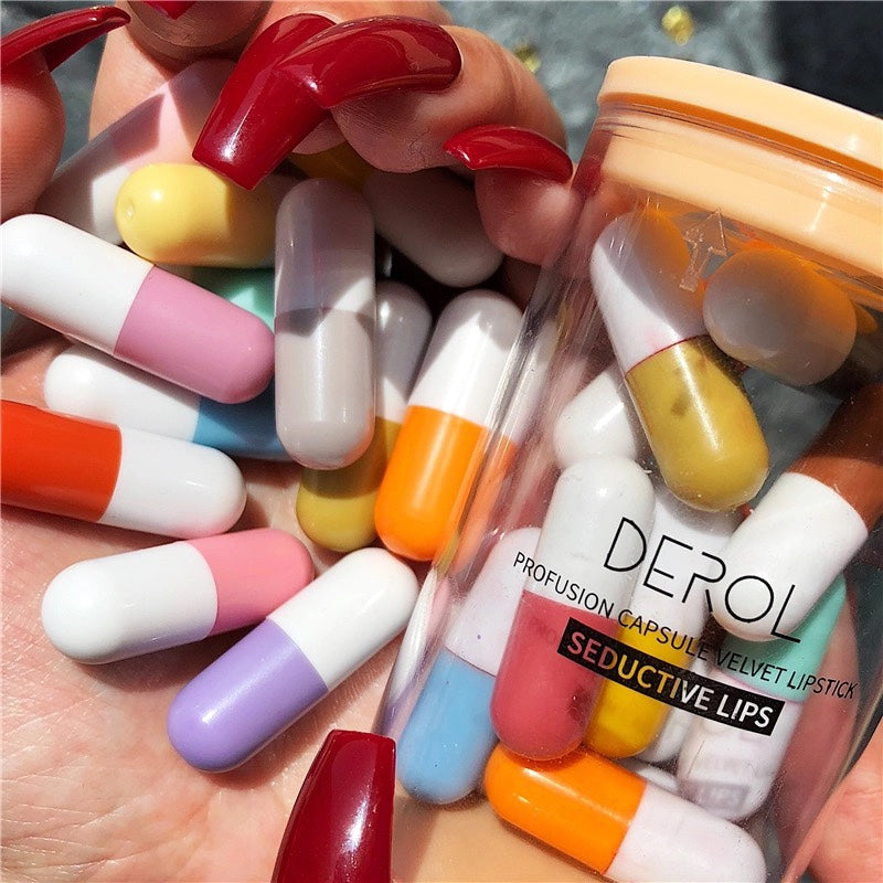Mini Capsule Lipstick Velvet Canned Pills Student Make Up 16pcs-24ba4e3e7b0c9a655e0fabc4720cf3f7