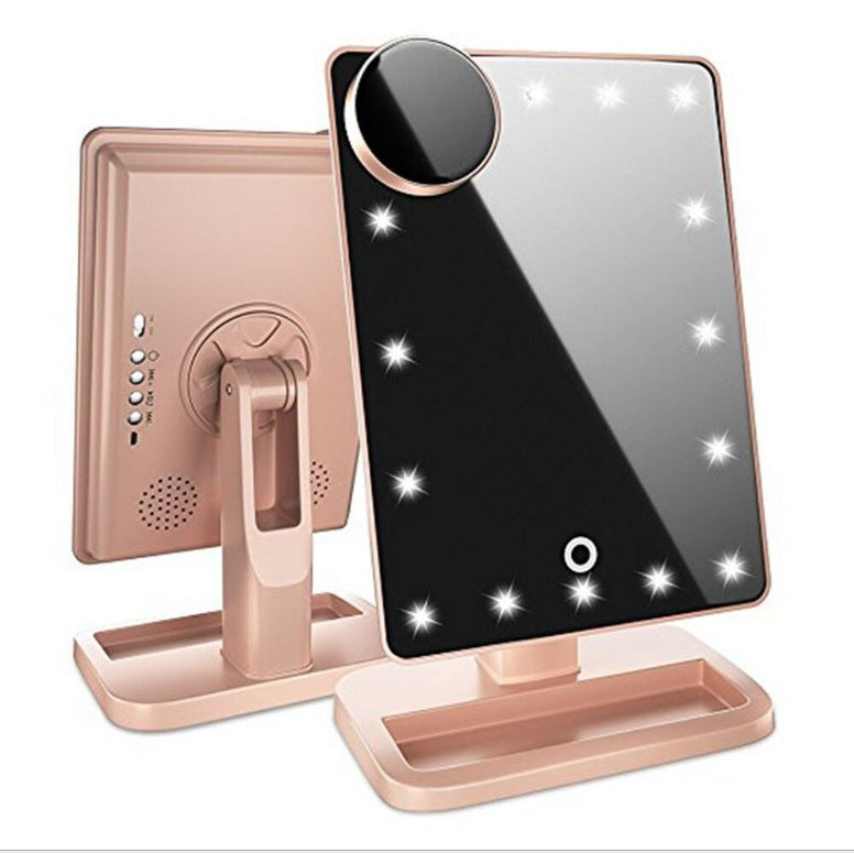 Touch Screen Makeup Mirror With 20 LED Light Bluetooth Music Speaker 10X Magnifying Mirrors Lights-683ee6d5a6308262422e877bb1238cca