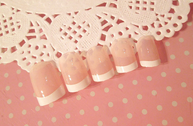 Nail art  Nail art finished French long fake nail patch long French-e598df78d96a87619c0d08efe3790e60