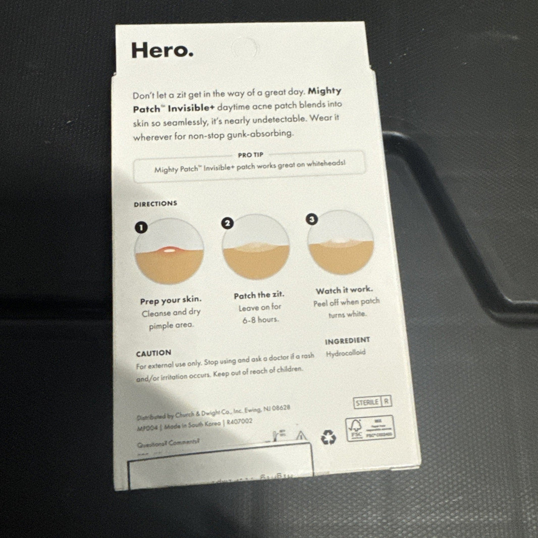 Hero Cosmetics Mighty Patch Invisible+ 39 Hydrocolloid Patches - NIB, Exp. 01/2027-Hero Cosmetics Mighty Patch Invisible+ 39 Hydrocolloid Patches - NIB, Exp. 01/2027
