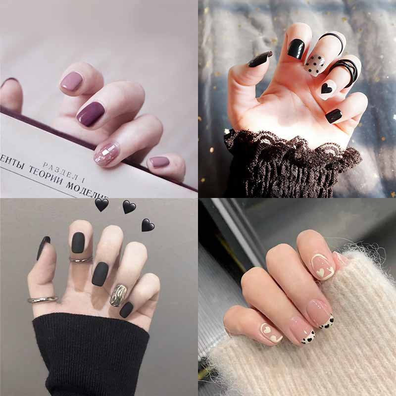 Ashionable Blue And Graffiti Pattern Wearable Fake Nails-e497ecc61024a86e94d80604215ac74d