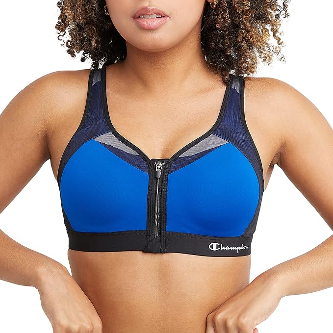 Champion Women's Sports Bra, Motion Control Front-Zip, High-Impact Maximum Support, Breathable, Moisture-Wicking, Surf The Web, 38D (Clearance)-Champion Women's Sports Bra, Motion Control Front-Zip, High-Impact Maximum Support, Breathable, Moisture-Wicking, Surf The Web, 38D (Clearance)