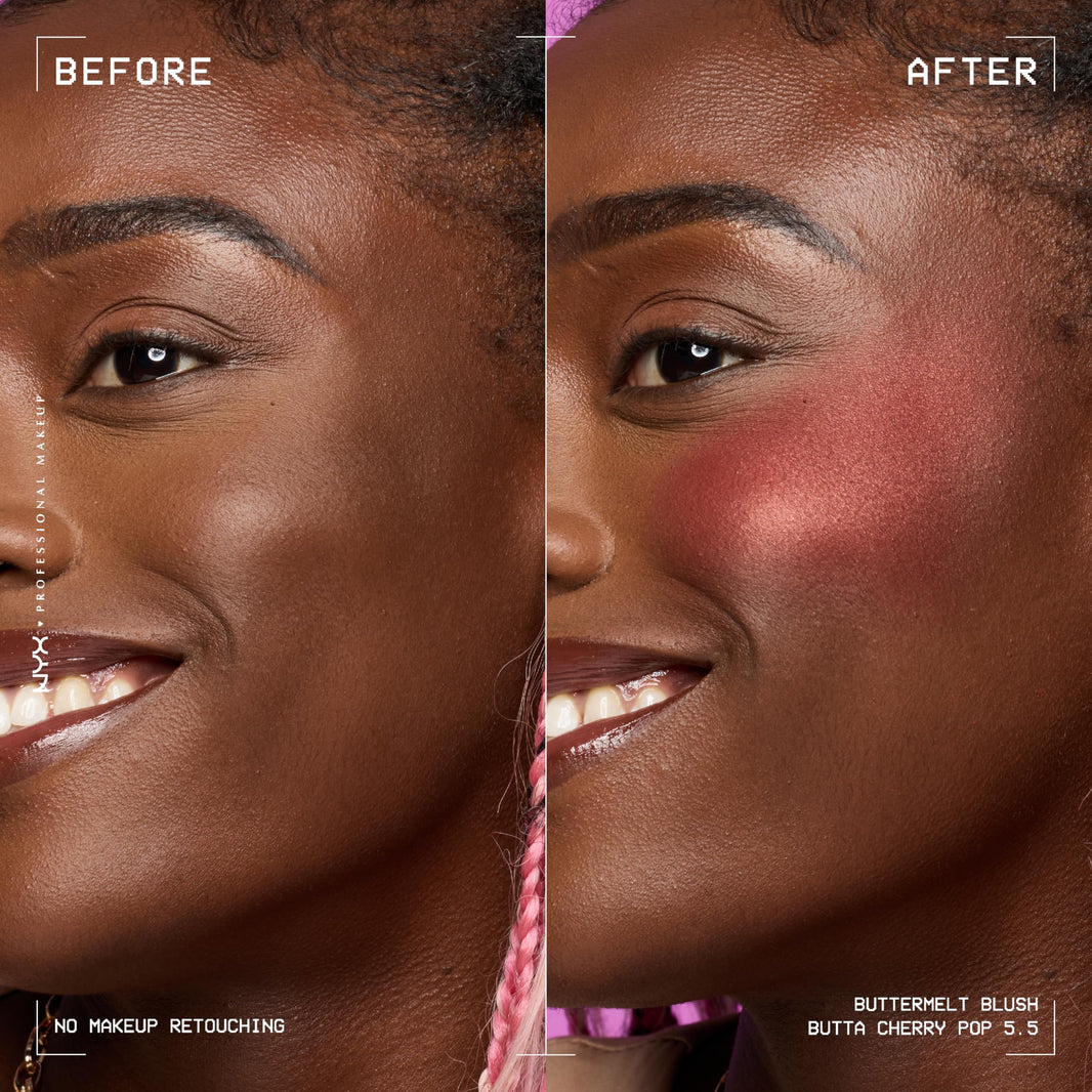 NYX PROFESSIONAL MAKEUP Buttermelt Powder Blush, Fade and Transfer-Resistant Blush, Up to 12HR Make Up Wear, Vegan Formula - For The Butta-NYX PROFESSIONAL MAKEUP Buttermelt Powder Blush, Fade and Transfer-Resistant Blush, Up to 12HR Make Up Wear, Vegan Formula - For The Butta