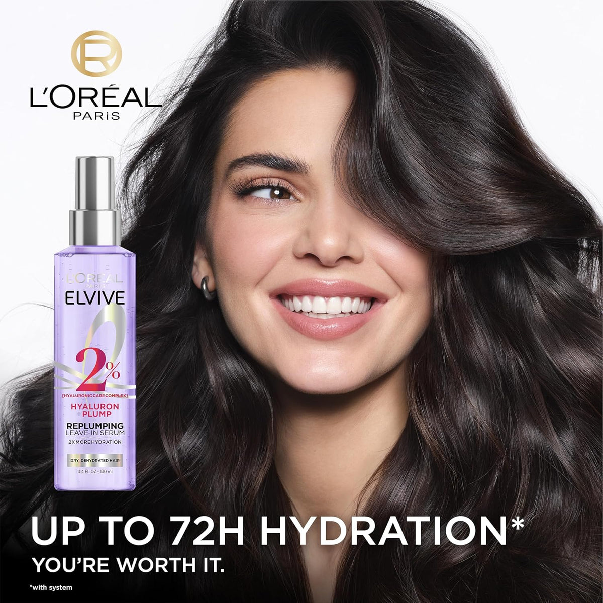 L'Oreal Paris Elvive Hyaluron Plump Moisture Plump Hair Serum for Dehydrated, Dry Hair with Hyaluronic Acid Care Complex, Paraben-Free, 4.4 Fl Oz-L'Oreal Paris Elvive Hyaluron Plump Moisture Plump Hair Serum for Dehydrated, Dry Hair with Hyaluronic Acid Care Complex, Paraben-Free, 4.4 Fl Oz