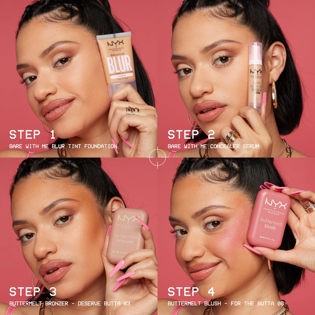 NYX PROFESSIONAL MAKEUP Buttermelt Powder Blush, Fade and Transfer-Resistant Blush, Up to 12HR Make Up Wear, Vegan Formula - For The Butta-NYX PROFESSIONAL MAKEUP Buttermelt Powder Blush, Fade and Transfer-Resistant Blush, Up to 12HR Make Up Wear, Vegan Formula - For The Butta