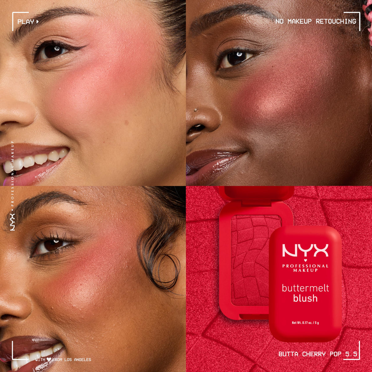 NYX PROFESSIONAL MAKEUP Buttermelt Powder Blush, Fade and Transfer-Resistant Blush, Up to 12HR Make Up Wear, Vegan Formula - For The Butta-NYX PROFESSIONAL MAKEUP Buttermelt Powder Blush, Fade and Transfer-Resistant Blush, Up to 12HR Make Up Wear, Vegan Formula - For The Butta