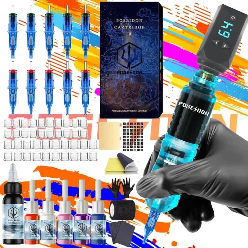 Wireless Tattoo Pen Kit – 6 Color Ink, Cartridges & Power Supply-Wireless Tattoo Pen Kit – 6 Color Ink, Cartridges & Power Supply