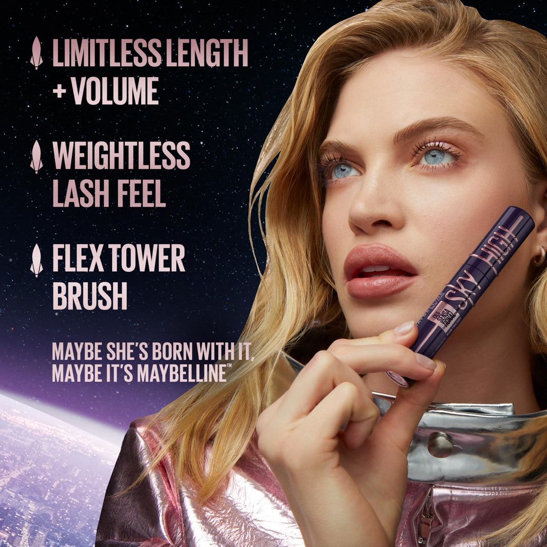 Maybelline Lash Sensational Sky High Washable Mascara Makeup, Volumizing, Lengthening, Defining, Curling, Multiplying, Buildable Formula, Blackest Black, 1 Count-Maybelline Lash Sensational Sky High Washable Mascara Makeup, Volumizing, Lengthening, Defining, Curling, Multiplying, Buildable Formula, Blackest Black, 1 Count