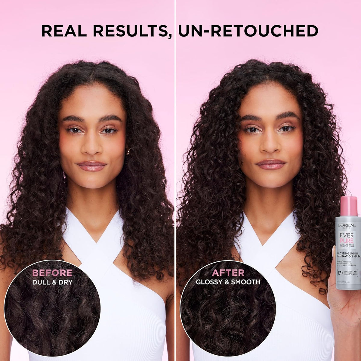 L'Oreal Paris Sulfate Free Glossing Lamination Hair Mask, 5-Minute Rinse-Off Hair Treatment with Glycolic Acid for Glass Shine, Smoothness & Soft Feel, Color Caring, EverPure, 5.1 Fl Oz-L'Oreal Paris Sulfate Free Glossing Lamination Hair Mask, 5-Minute Rinse-Off Hair Treatment with Glycolic Acid for Glass Shine, Smoothness & Soft Feel, Color Caring, EverPure, 5.1 Fl Oz
