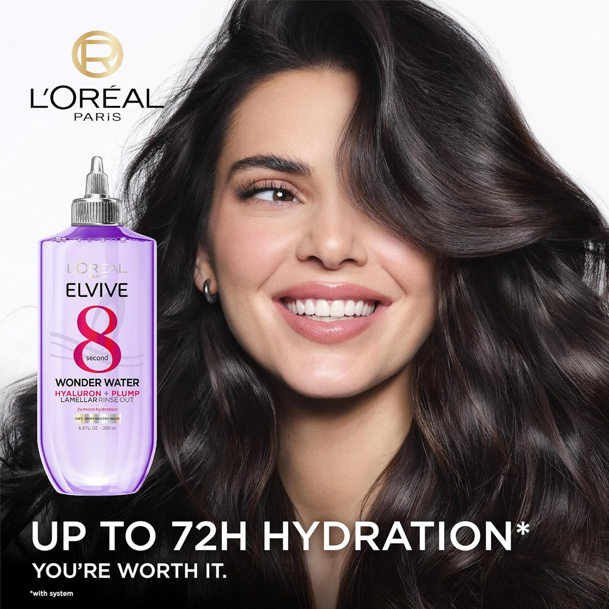 L'Oreal Paris Elvive Hyaluron Plump Flash Hydration Wonder Water Hair Rinse, 8 Second Hydrating Hair Care Treatment for Soft, Shiny Hair, 6.8 Fl Oz-L'Oreal Paris Elvive Hyaluron Plump Flash Hydration Wonder Water Hair Rinse, 8 Second Hydrating Hair Care Treatment for Soft, Shiny Hair, 6.8 Fl Oz