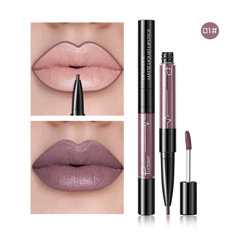 Pudaier Matte Lip Gloss Lip Liner 2 in1 Maquiagem Profissional Completa Agate Red Lip Tint Plumper Tattoo Makeup liquid Lipstick-d79a18c23f71fd5e7a96654fe853345b