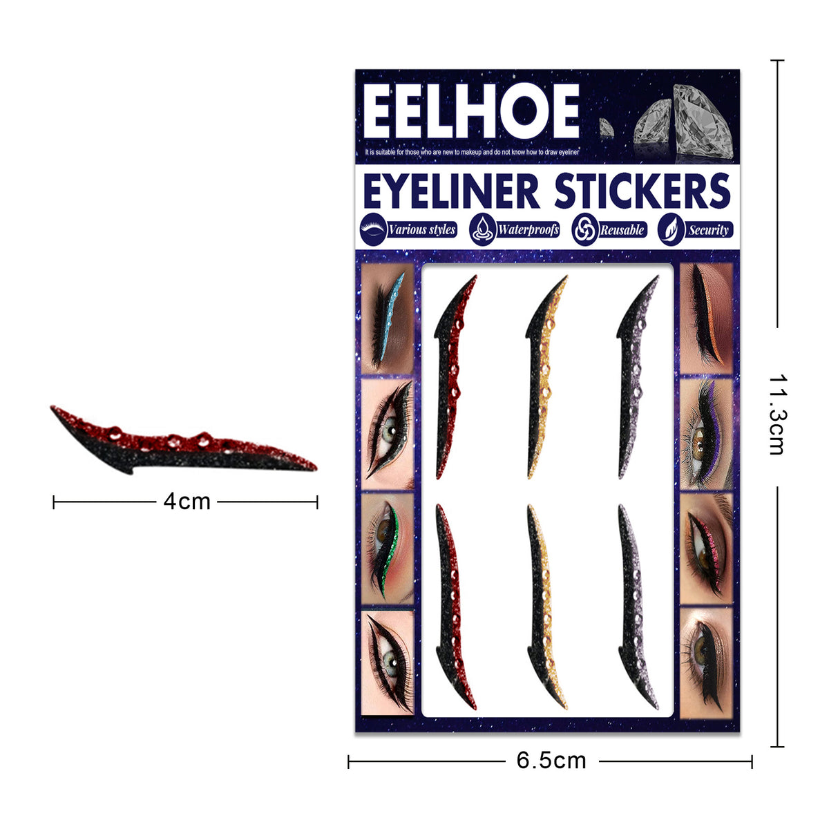 Colored Diamonds Eyelid Line Sticker Waterproof Self-adhesive Eye Liner Eyeliner Stickers Party Sexy Cat Eyes Beauty Makeup Tool-d2375d9dbac707c1855fce954da7234e