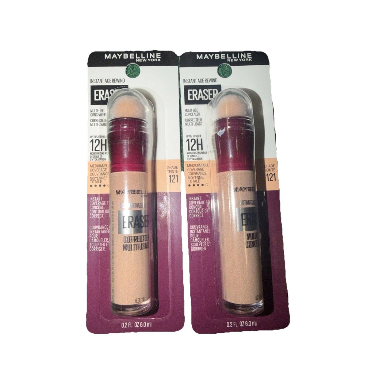 Maybelline Instant Age Rewind Eraser Concealer, 121 Light Honey (2-Pack)-Maybelline Instant Age Rewind Eraser Concealer, 121 Light Honey (2-Pack)