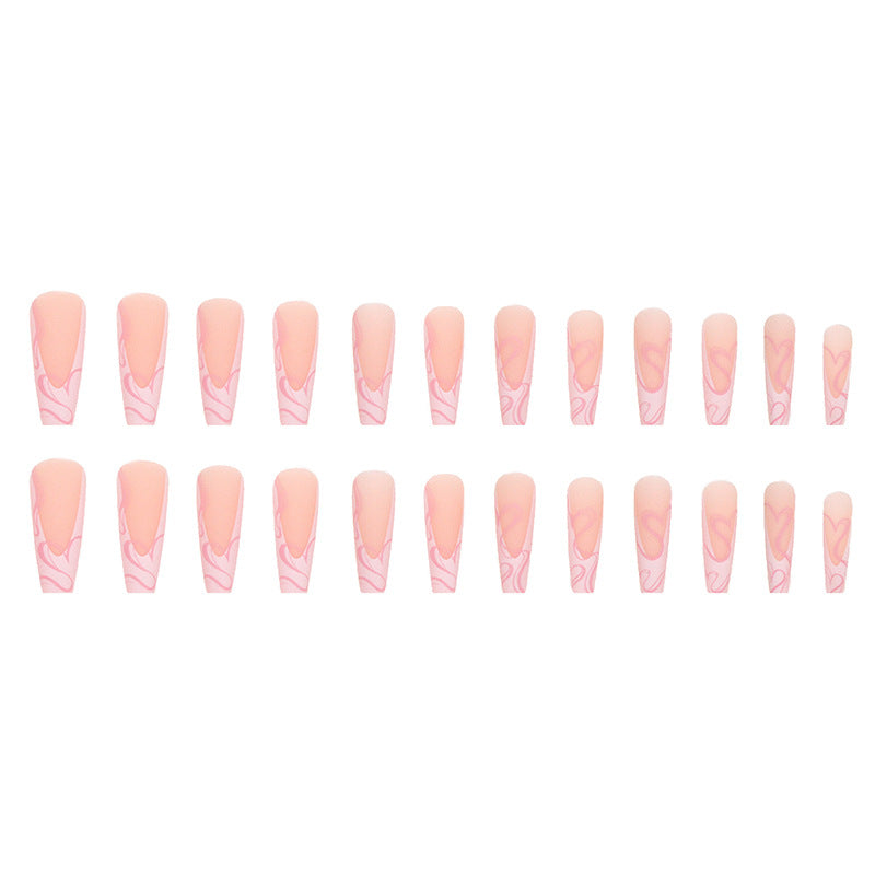 Heart Stripe Fake Nails-a14e9f877cb645172db55853d758e357