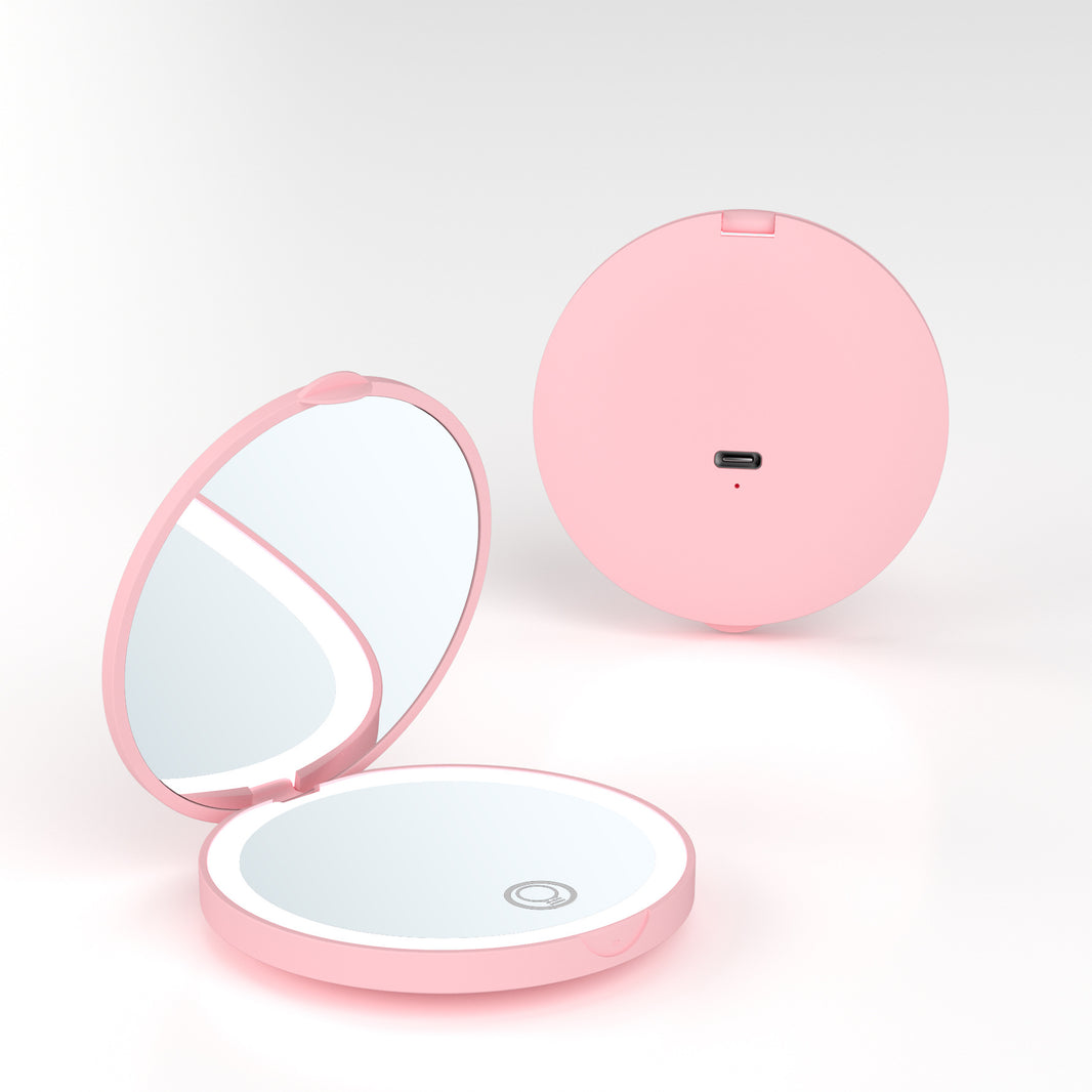 Portable Folding Led Luminous With 2X Amplification Rechargeable Portable Led Make-up Mirror-292239f5b370e8e3a2b579f3871f7071