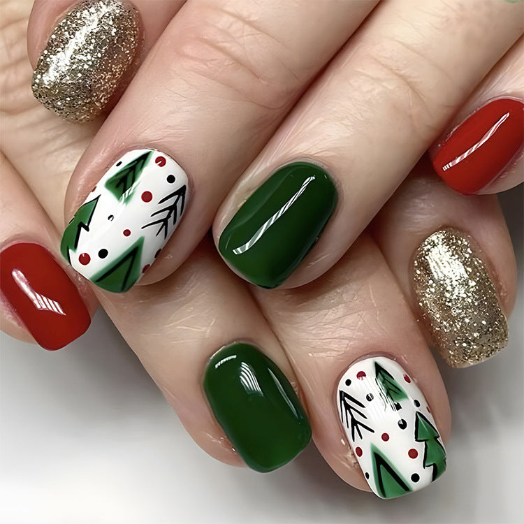24pcs Christmas False Nails Hat Striped Snowflake Nail Art Stickers For Parties Dances Or Holiday Wear-137357e5ca8d005d9ec4a3f3a88d6c1e