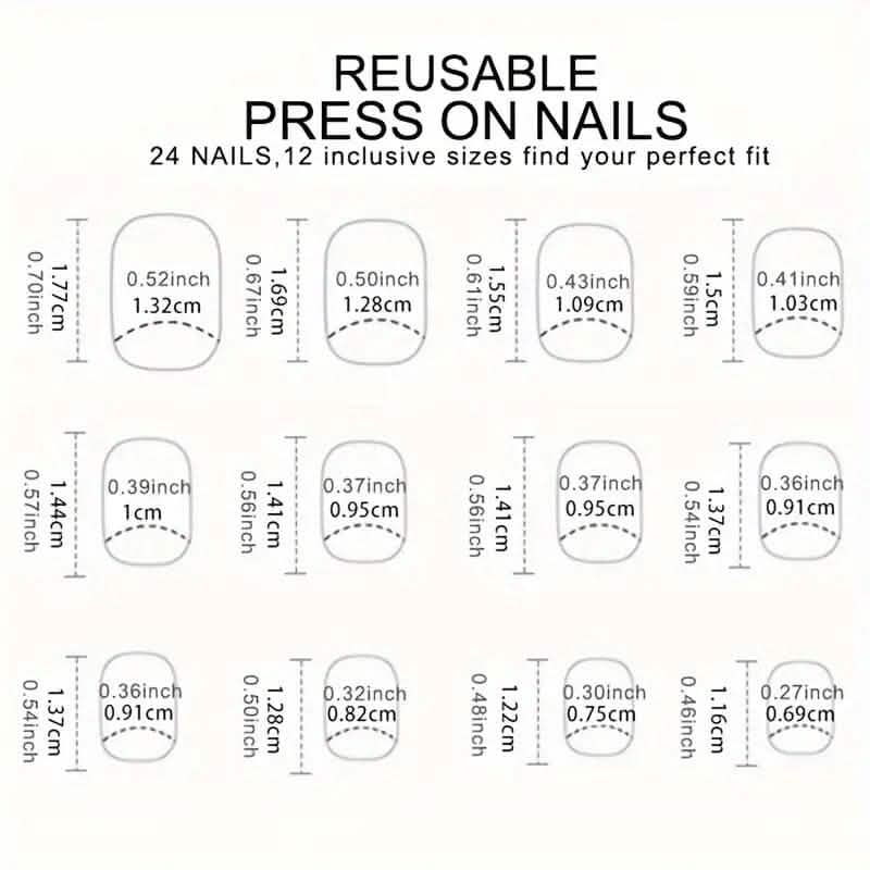 96-Pieces: Short Square Acrylic Press-On Nails-96-Pieces: Short Square Acrylic Press-On Nails