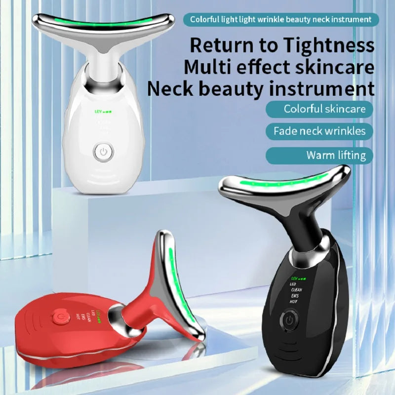 Neck Face Beauty Device Colorful LED Photon Therapy Skin Tighten Reduce Double Chin Anti Wrinkle Remove Lifting Massager-4419f81c21a5222e48bfe13139bb0e24
