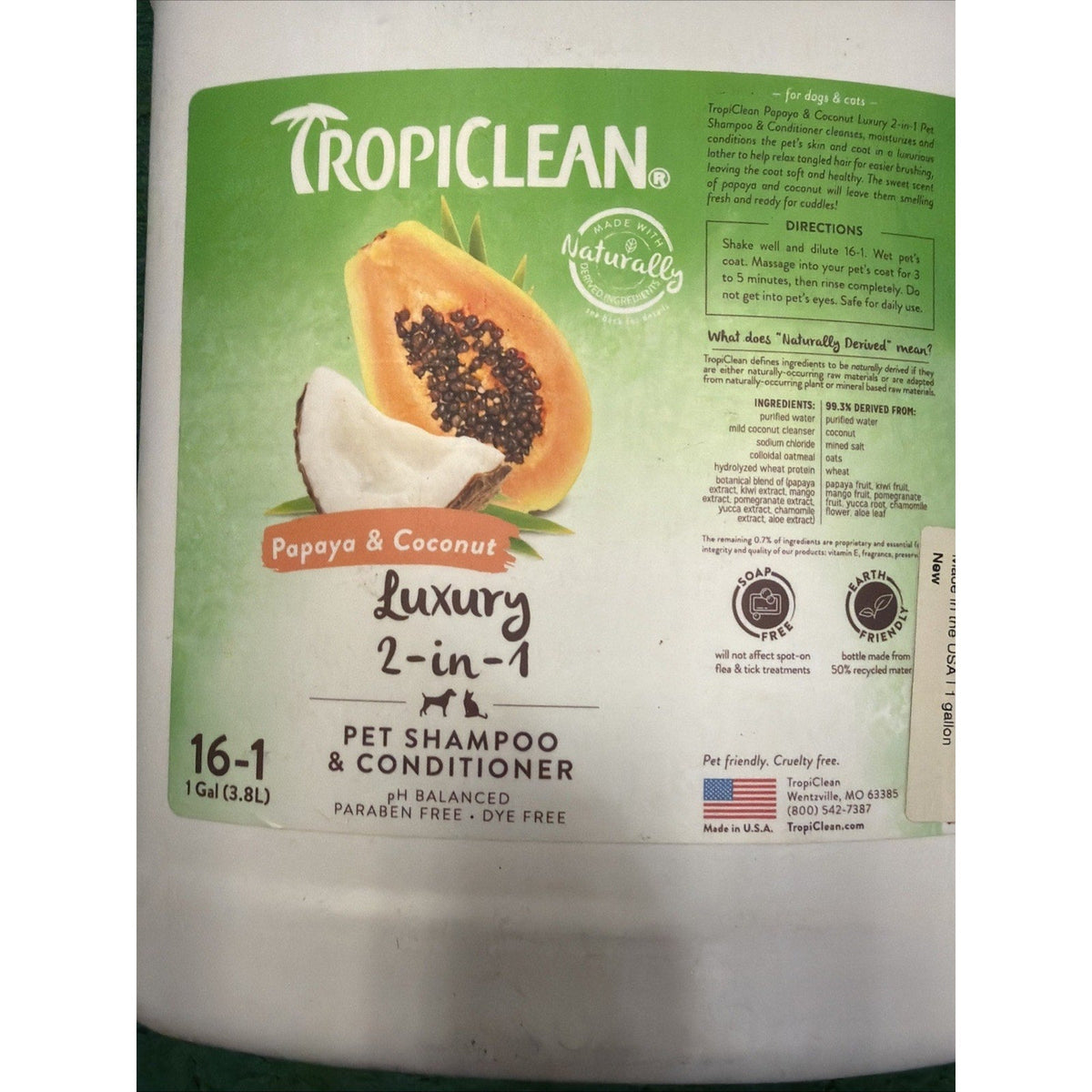 TropiClean 2-in-1 Dog Shampoo and Conditioner, Professional Dog Shampoo, Gallon-TropiClean 2-in-1 Dog Shampoo and Conditioner, Professional Dog Shampoo, Gallon