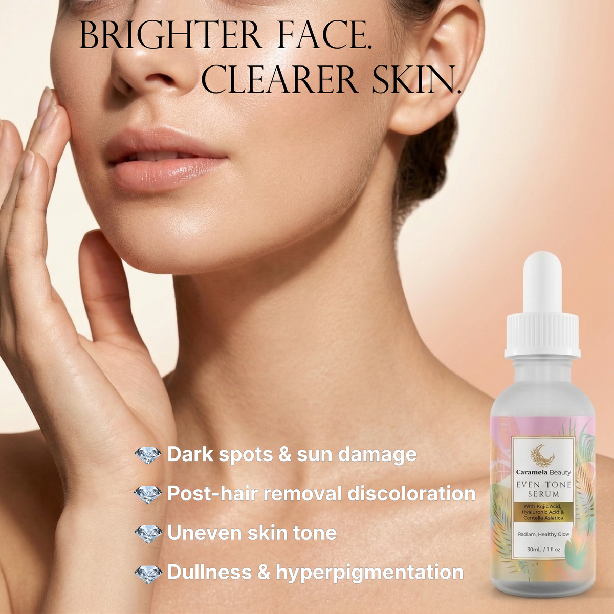 Caramela Beauty Even Tone Serum for Brightening Dark Spots & Hyperpigmentation with Kojic Acid, Hyaluronic Acid & Centella Asiatica-Caramela Beauty Even Tone Serum for Brightening Dark Spots & Hyperpigmentation with Kojic Acid, Hyaluronic Acid & Centella Asiatica