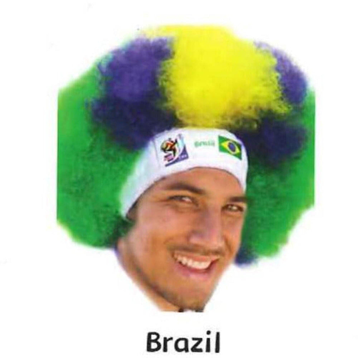 Brazil World Cup Soccer Afro Wig – Official FIFA Licensed Retro Fan Gear-Brazil World Cup Soccer Afro Wig – Official FIFA Licensed Retro Fan Gear