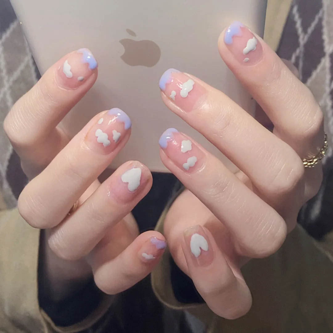 Ashionable Blue And Graffiti Pattern Wearable Fake Nails-99f7377a4682ea3c3389313605891bc1