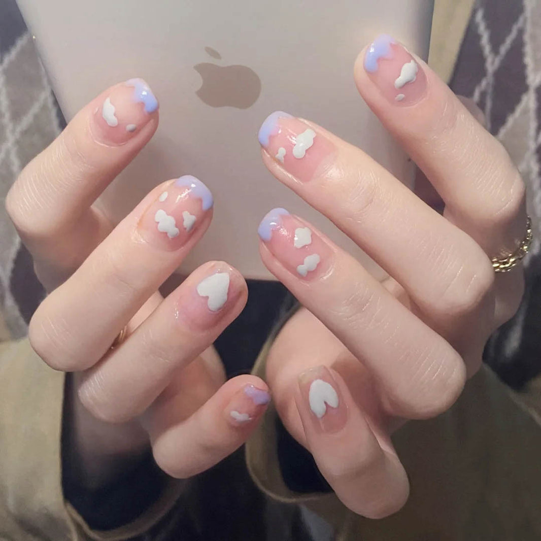 Ashionable Blue And Graffiti Pattern Wearable Fake Nails-99f7377a4682ea3c3389313605891bc1